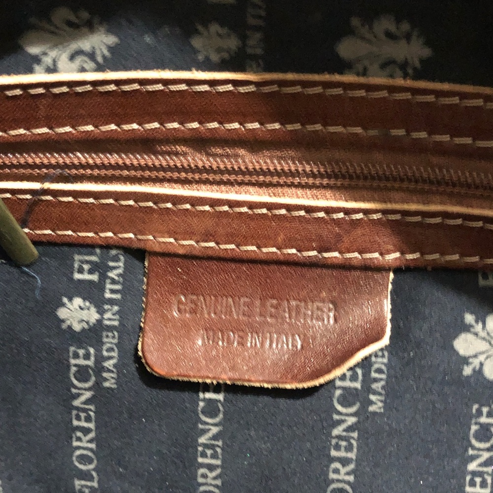 PRICED TO MOVE Florence Italian Leather Two-Tone Brown Tote Bag - Picture 8 of 13